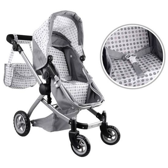 Kočárek pro panenky 4v1 kombinovaný Alice 4543 šedý