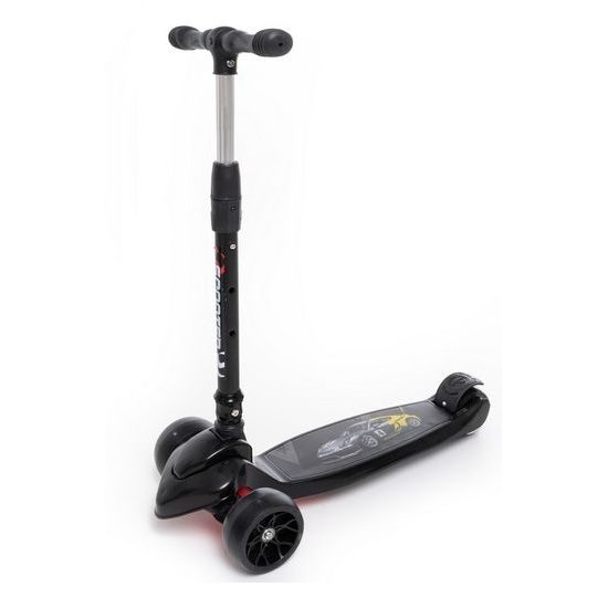 Majlo Toys dětská koloběžka černá Auta se svítícími koly