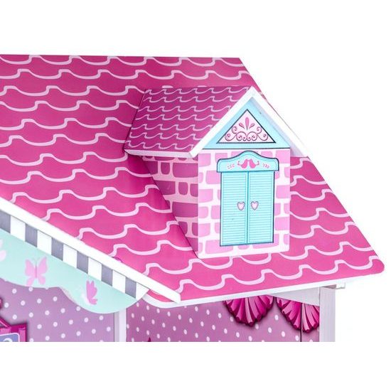 Ecotoys dřevěný XXL domeček pro panenky se skluzavkou rezidence Jersey