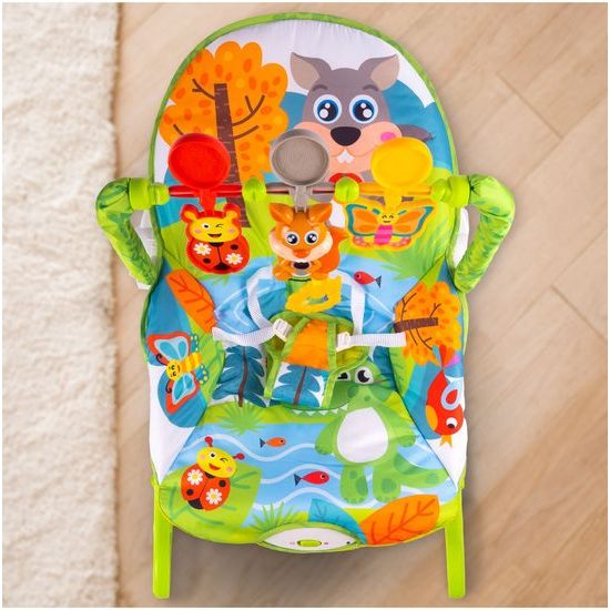 Kojenecké lehátko 3v1 s vibracemi Veverka- zelené