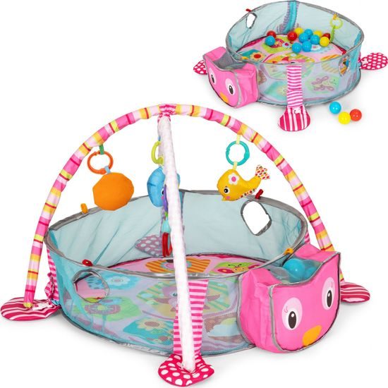 Ecotoys hrací deka s 30 míčky Želva - růžová