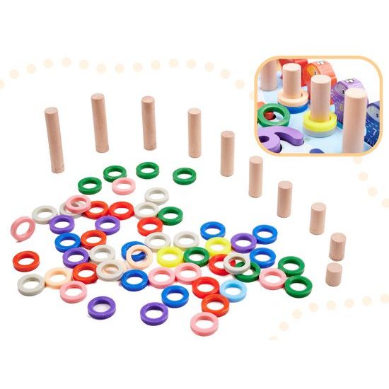 Dřevěné rybičky a číslice na lovení na magnet 3v1 Wooden Alphabet