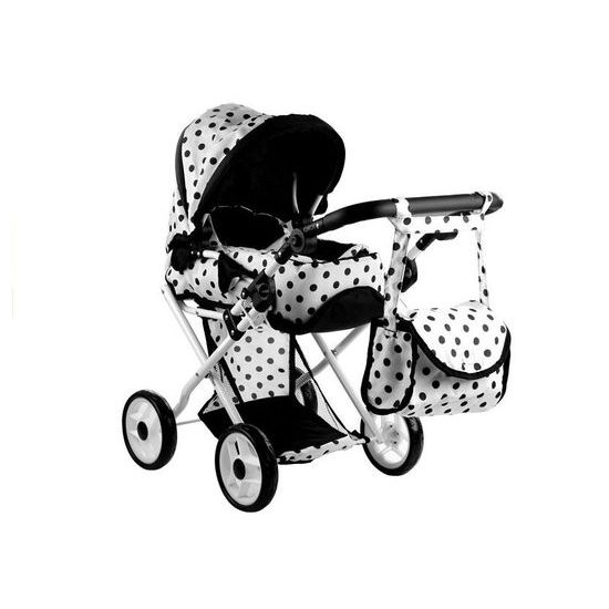 Alice kočárek pro panenky 9346 kombinovaný černo-bílý