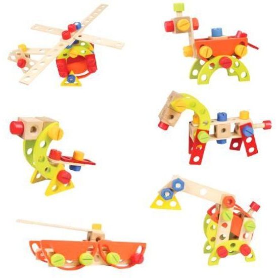 Ecotoys sada dřevěných konstrukčních kostek 120 ks v boxu