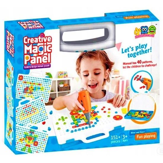 Majlo Toys konstrukční stavebnice s vrtačkou na baterie Magic Panel 151 ks
