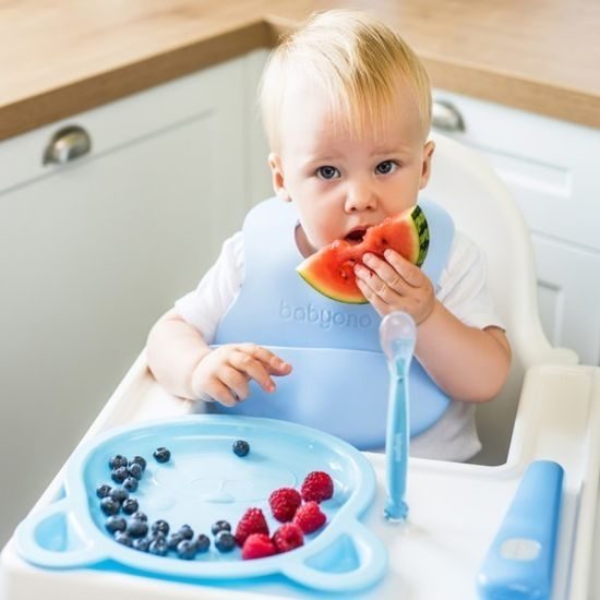 BABYONO Lžička silikonová s obalem 6 m+ 1ks