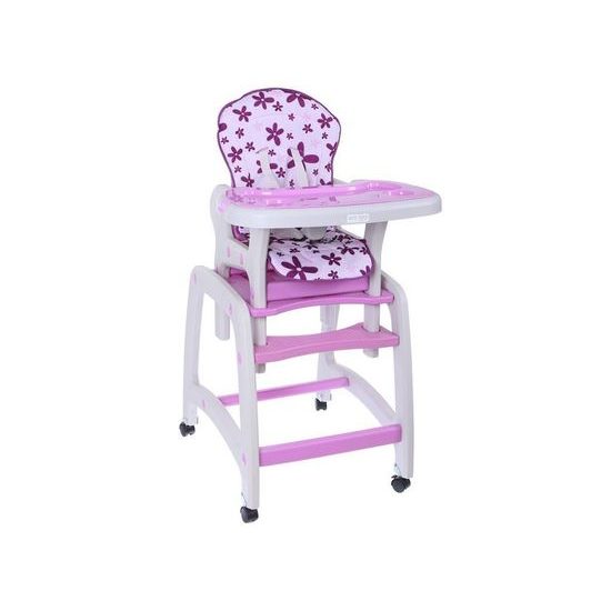 Ecotoys jídelní židlička s houpačkou 3v1 fialová