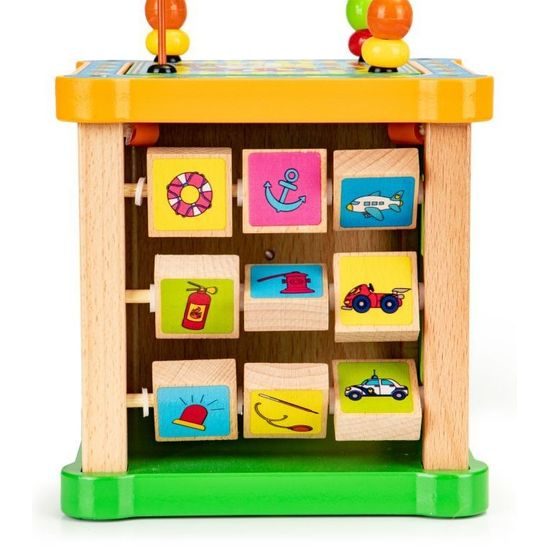Ecotoys dřevěná edukační kostka s labyrintem Game Cube 5v1