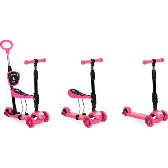 Ecotoys dětská koloběžka se svítícími koly Bedrunka růžová 5v1