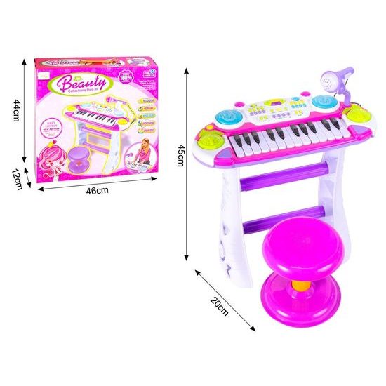 Dětské elektronické klávesy s mikrofonem a židličkou Music Keyboard růžové