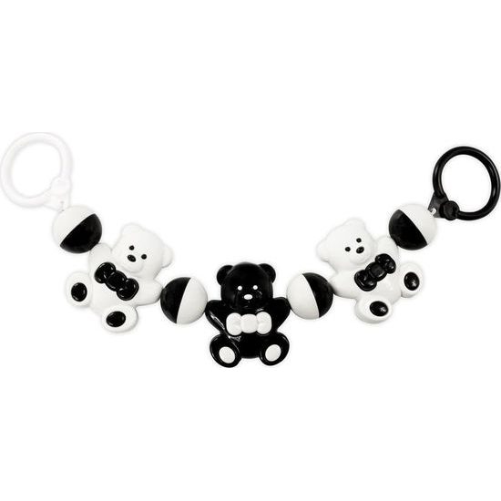 Dětské chrastítko do kočárku Akuku medvídci černobílí, Bílá