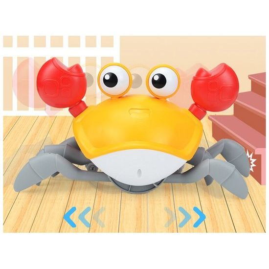 Natahovací pohyblivý krab hračka pro nejmenší Cute Crab - oranžový