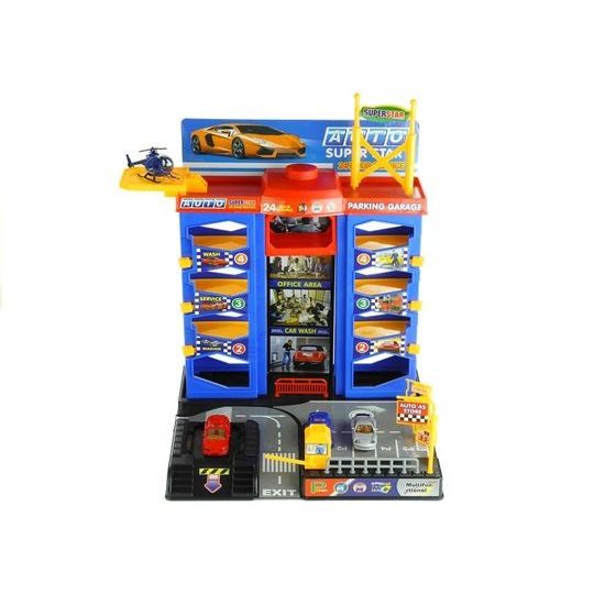 Majlo Toys parkovací garáž s výtahem a helikoptérou + 3 autíčka