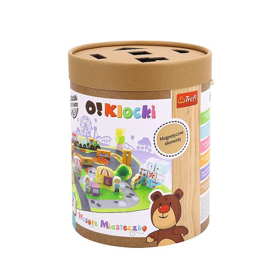 TREFL Dřevěné kostky v kyblíku 50 ks, Veselé městečko