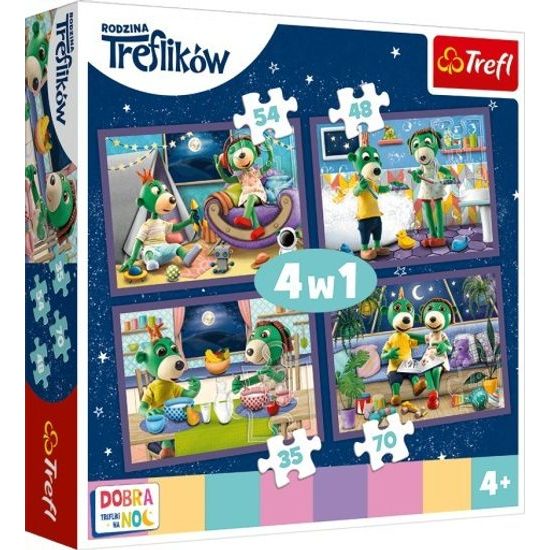 TREFL Puzzle Dobrou noc, Treflíci Večerní rituály 4v1