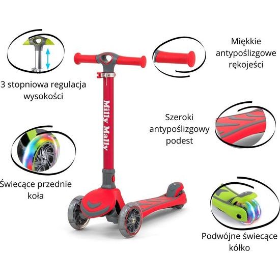 Dětská koloběžka Milly Mally Scooter Boogie červená