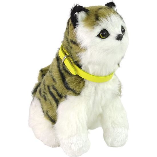 Interaktivní plyšová kočička - bílo/tygrovaná