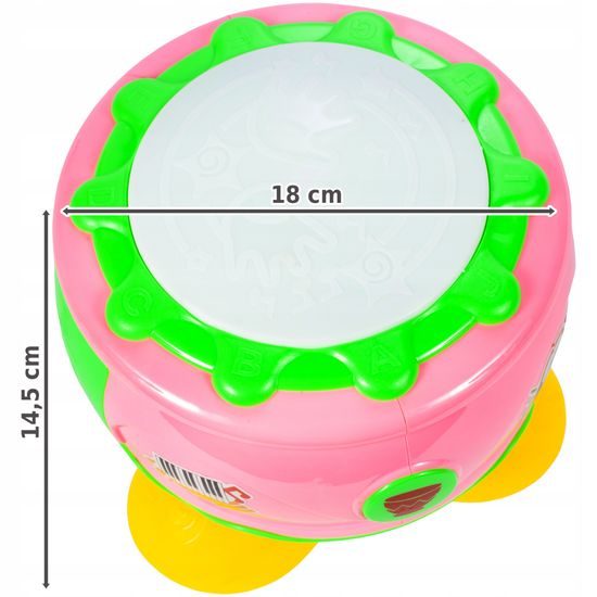 Interaktivní bubínek se zvuky a světly Drum Set růžový
