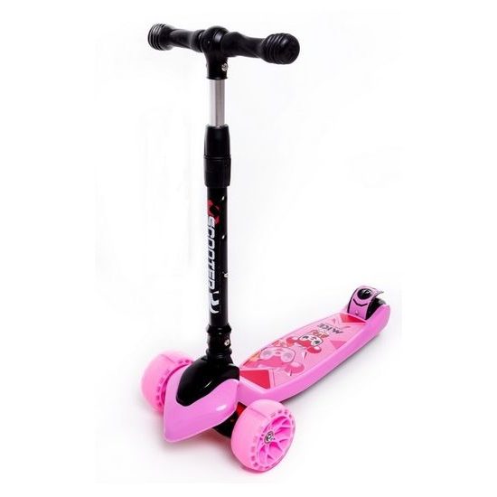 Majlo Toys dětská koloběžka růžová Myška se svítícími koly