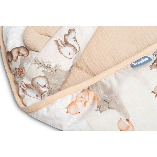 Zavinovačka do autosedačky Lesní zvířátka, meruňková