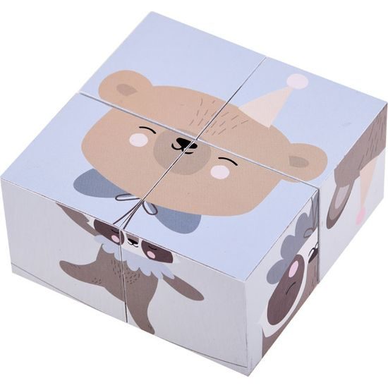 Dřevěné kostky puzzle obrázky zvířat