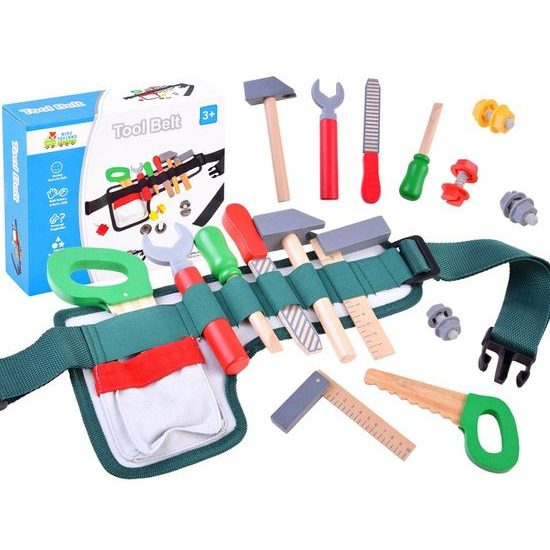 Sada dětského dřevěného nářadí s opaskem Malý opravář 10 součástí