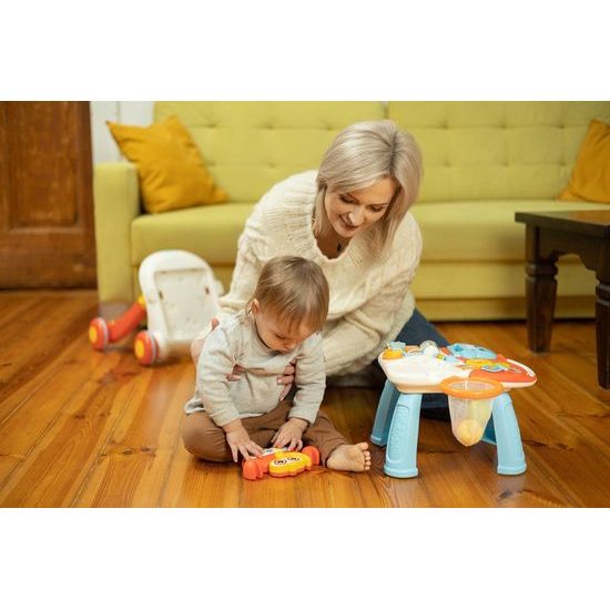 Odstrkovadlo a edukační stůl 2v1 Spark - šedá