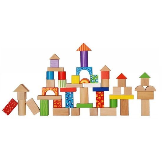 Ecotoys sada dřevěných kostek 50 ks v boxu