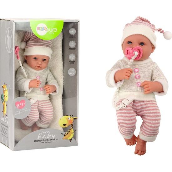 Panenka miminko se sveříkem a pruhovaným oblečením + dudlík růžový