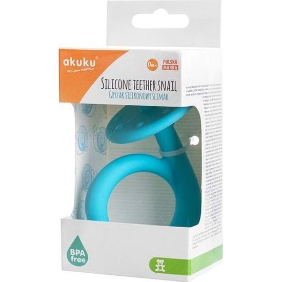Dětské silikonové kousátko Akuku Šneček modré