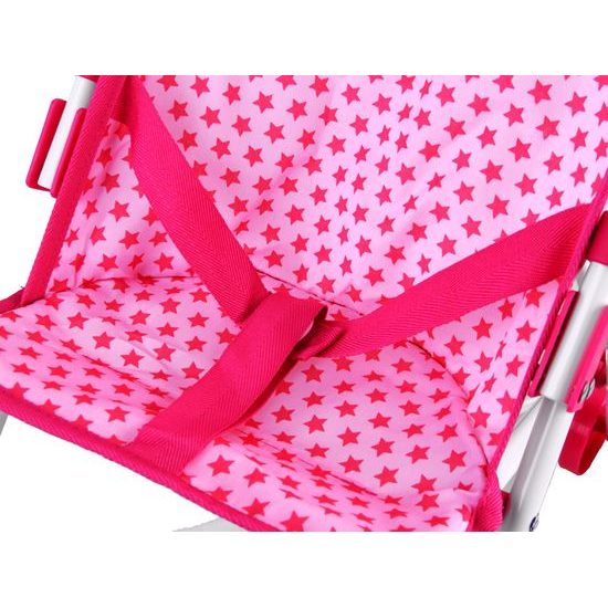 Golfový kočárek pro panenky Alice růžový s květinkami