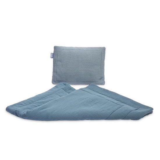 Pletená sada z mušelínu do postýlky a kočárku Sensillo modrá