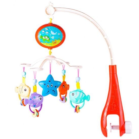 Kolotoč nad postieľku s projektorom a diaľkovým ovládaním Vodná Krajina - ružový