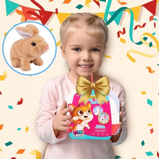 Interaktivní plyšový králíček v přepravce Plush Pet - hnědý