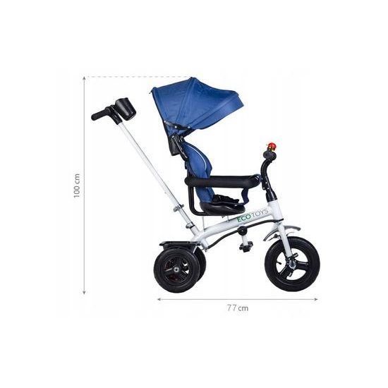 Ecotoys dětská tříkolka se stříškou modrá - nafukovací kola