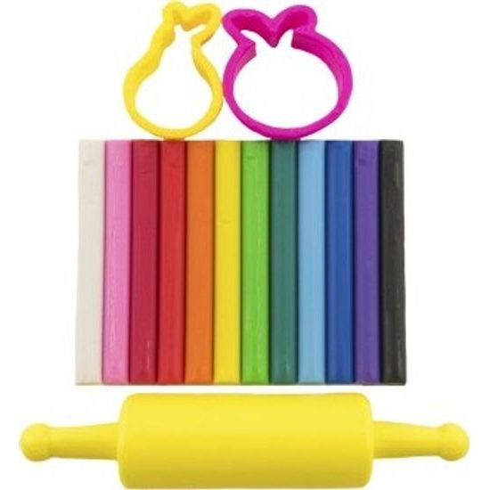 Modelína/Plastelína NARA 100g 12ks s vykrajovátky 2ks a válečkem