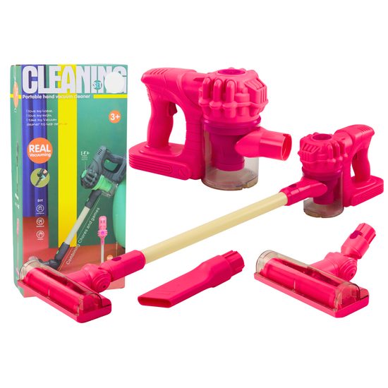 Dětský tyčový vysavač na baterie - růžový