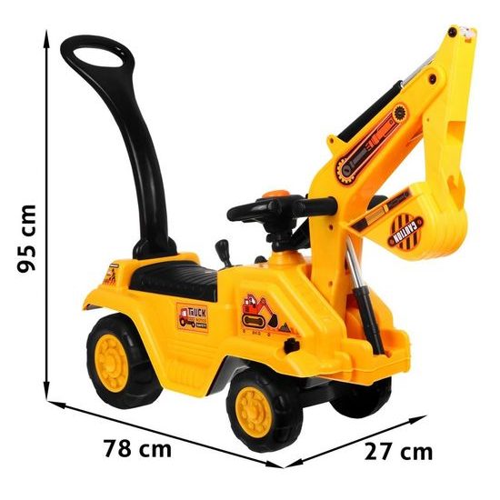 Odrážedlo Bagr s vodící tyčí 2v1 s helmou