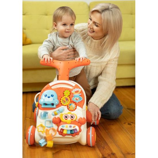 Odstrkovadlo a edukační stůl 2v1 Spark - šedá