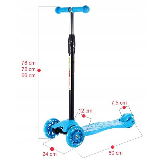 Dětská koloběžka Glow Scooter se svítícími koly modrá