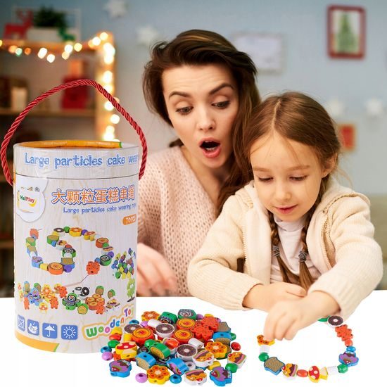 Sada na výrobu dřevěných korálků Wooden Beads 70 kusů