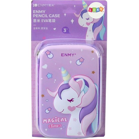 Penál s jednorožcem 3D fialový