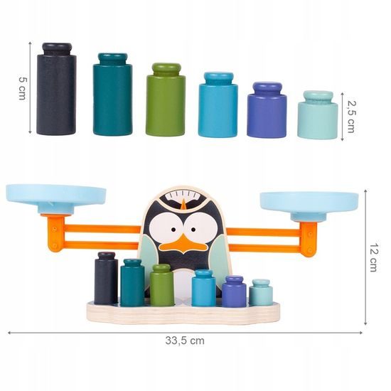 Dřevěná naučná váha pro děti Penguin Balance