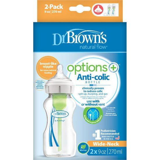Dr. Brown´s kojenecká láhev širokohrdlá Options transparentní 2x270 ml