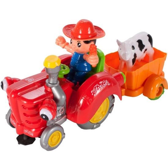 Veselý traktor pro nejmenší se světly a zvuky Cartoon Tractor červený