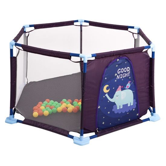 Dětská ohrádka Hexagon Fence se 40 míčky - modrá