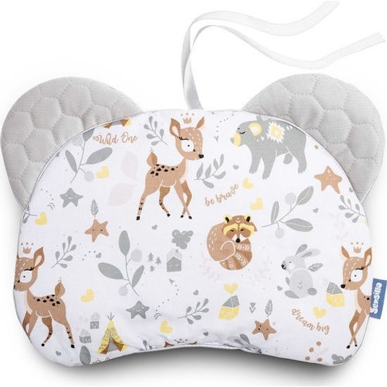 Sensillo Poduška do kočárku velvet zvířátka bílá