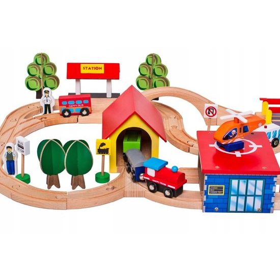 Doris dřevěná vláčkodráha 69 dílků