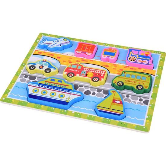 Dřevěné puzzle dopravní vozidla 9 dílné