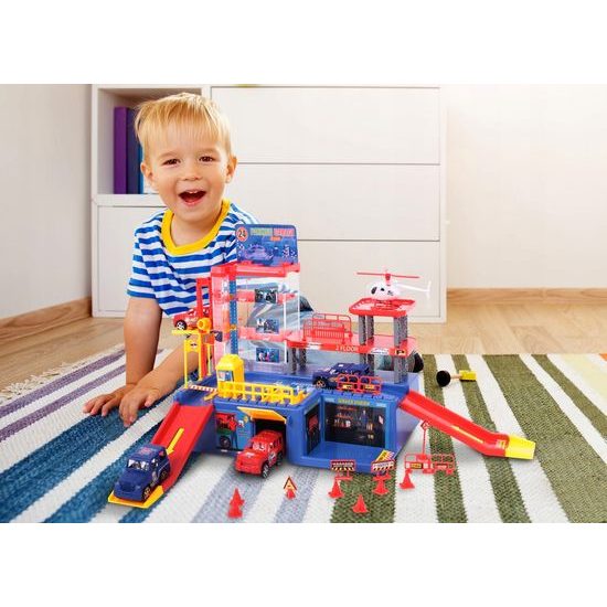 Parkovací garáž s výtahem, helikoptérou a 4 autíčky Parking Lot